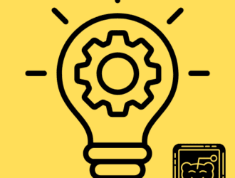 Lightbulb with gear symbol and Reddit logo icon, representing simple online business ideas and content repurposing.